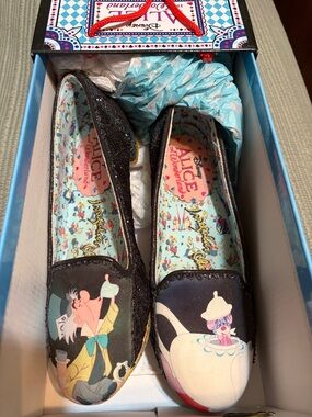 Irregular Choice One Lump Or Two Glitter Alice in Wonderland Character Slip-Ons
